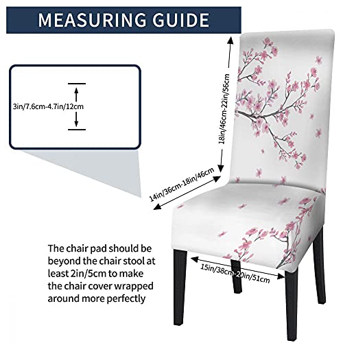 Wondertify Branch Cherry Blossom Flowers Chair Covers For Dining Room Pink White Stretch Slipcovers Chair Protector Decor For Home And Banquet #TOP3