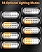 Leelosp 14 Pcs 12 LED Strobe Lights for Tow Trucks Construction Vehicles Surface Mount Emergency Hazard Beacon Safety Warning Lamps Flashing 12-24V Grille Head for Car Accessories (Amber and White)