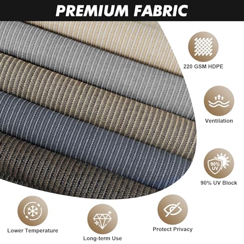 Image of Artpuch Patio Shades Roll Up Outdoor Roller Shade with Spliced Design, 8' W x 8' H Cordless Outside Blinds Cloth for Porch Pergola Gazebo, Grey