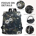 Fmeida Backpack Purse for Women Travel Anti-Theft Backpack Nylon Waterproof Daypack Fashion College Bookbag Cute Hummingbird - Image 5