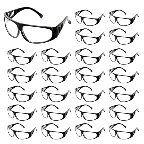 KIKAWORD 24 PCS Safety Glasses for Work,Safety Goggles Adult,Clear Protective Glasses for Work,Construction,Outdoor Sports,Dustproof, Scratch-Resistant,Anti-Fog,Windproof,White