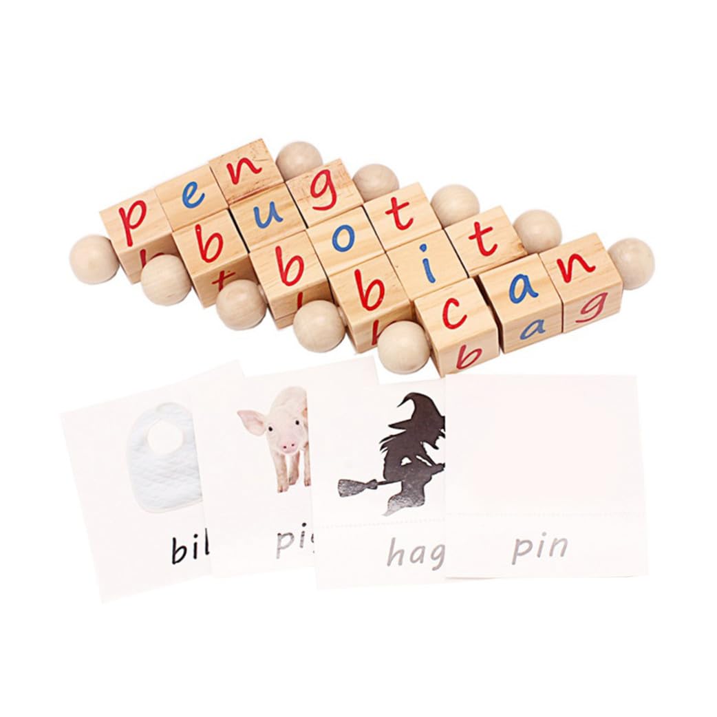 Bloques de Letras Juguete Educativo de Madera, 1 Juego, para Niños