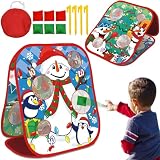 Christmas Party Games for Kids Adults, Bean Bag Toss Game Toys Double-Sided Foldable Cornhole Board with 8 Score Hole Christmas Theme Family Party Supplies Gifts for Carnival Yard Indoor Outdoor