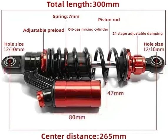 ユニバーサルオートバイ 265 【ミリメートルオートバイリアガスショックアブソーバーサスペンション】 ミリメートルリアスプリングショックアブソーバー調整可能な圧力リアショックダンパ