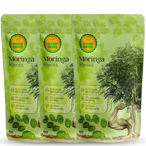 Image of Moringa Powder 300 g, Certified Drumstick Leaf, Pure Murungai Pisin, Munagaku, Sahjan Leaves, Mookirattai, Fresh Moringa Leaves Powder for Eating, Hair, Kids, Baby (100g, Pack of 3)