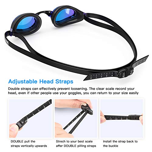 Aegend Swim Goggles, Swimming Goggles with 4 Sizes Nose Bridges UV