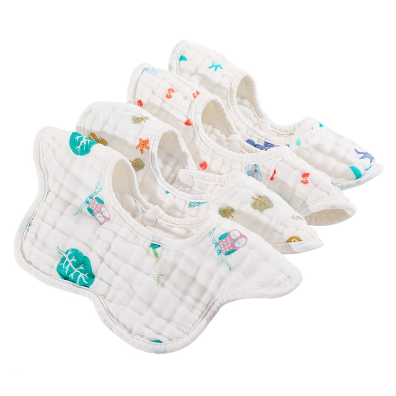 Abaodam 8pezzi Bavaglini Per Morbidi e Assorbenti Design Cartoon Per Evitare Macchie Saliva e Casual