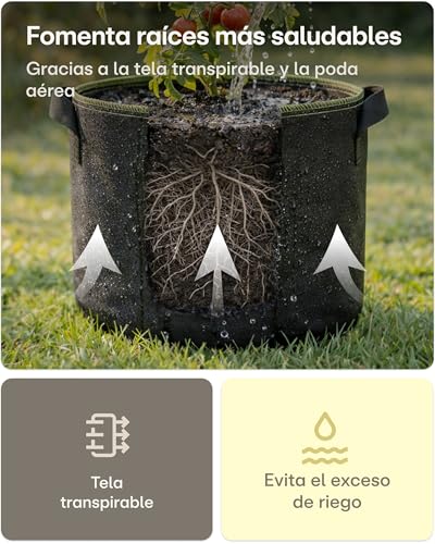 Miniatura 3 de Bolsa De Cultivo Para Plantas 60l - 3 Bolsas Grandes De Tela No Tejida Con Asas Y Etiquetas - Maceta Geotextil Para Patatas Y Vegetales