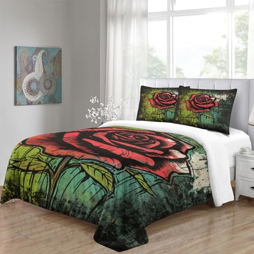 Housse de couette 3D roses anciennes en microfibre supérieure durable - 6