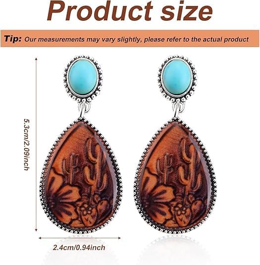 Western Country Earrings for Women Turquoise Cowgirl Dangle Earrings Western Earrings Suitable for Country Music Festivals Jewelry - Image 3