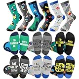 Bonuci 6 Pairs Rock Climbing Socks Novelty Rock Climbing Gifts Running Hunting Socks for Men Women Climbers Christmas