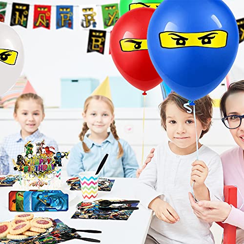177 Pcs Ninja Birthday Party Supplies Ninja Party Supplies Ninja Birthday Decorations Set Include：banner, Balloons,Plates, Cupcake Toppers,Napkins,Tablecloth,Spoon,Forks,Knives,Invitations #TOP3