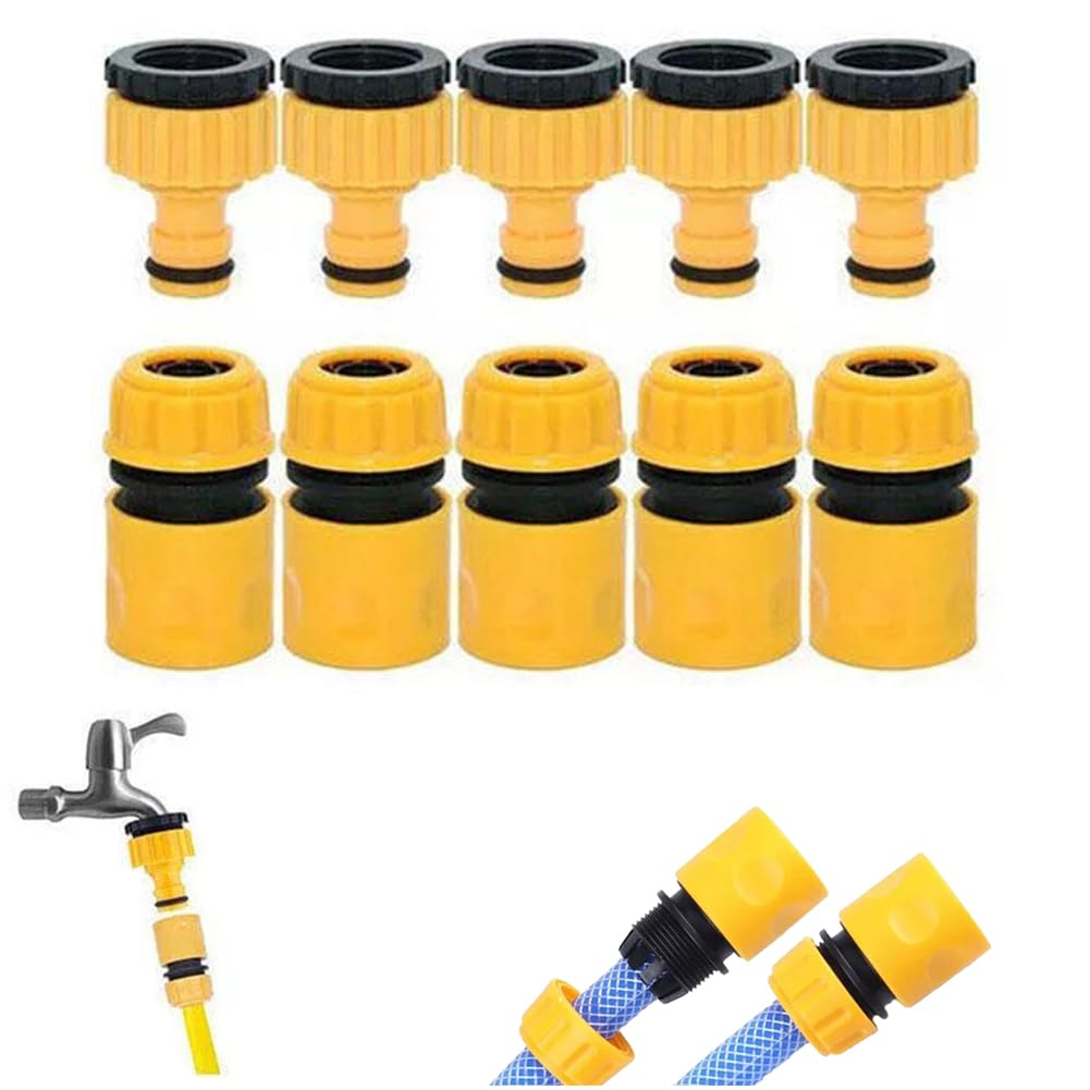 Garden Car Water Hose Pipe Tap Adapter Connector,2026 Upgraded High Pressure Washer ConnectorHose Adapter, Hose Connector, Yellow Plastic Quick Connectors for Garden Irrigation Car Washing