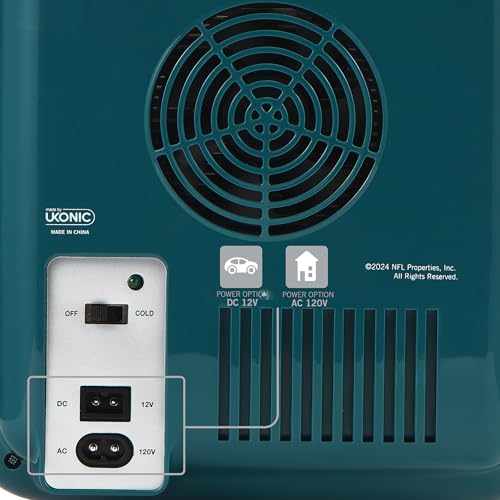 Image of Ukonic NFL Philadelphia Eagles 15-Can Mini Fridge 10L - AC /DC Powered, Official Team Colors & Logo, Portable Cooler for Tailgates, Home, Office, or Car