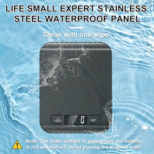 Food Scale, 11lb Kitchen Scale with 6 Units Tare Function & LCD Display, 0.05oz/1g Stainless Steel Digital Food Scale Grams and Ounces for Baking, Cooking, Dieting and Meal Prep (Black) #5