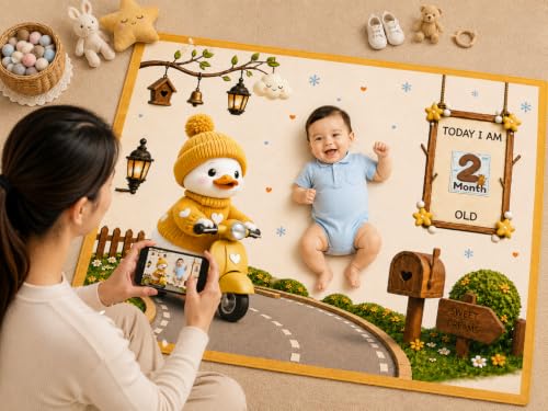 Image of NEW COMERS Baby Monthly Milestone Blanket | 1 to 12 Months Extra Soft Fleece | Best Photography Backdrop Prop | Size - 55 in to 44 inch Super Soft Fabric (Yellow)