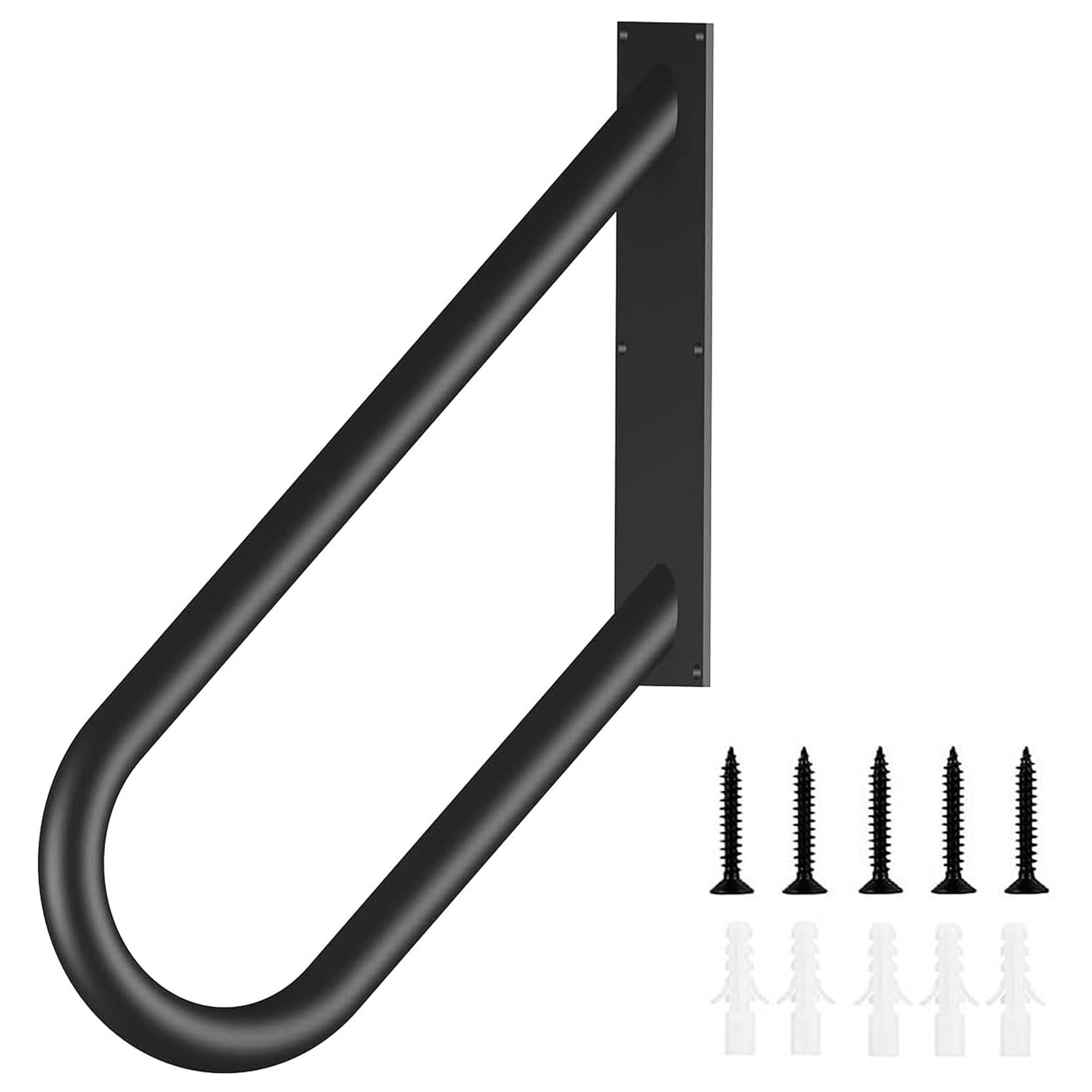 FKXSXAZ Handrail for 1-3 Steps,U Shaped Black Elderly Safety Grab Bar Stairs,Wall Mounted Hand Railing Garage Entry Interior or Exterior Stairway(Size:50cm/19.7in)