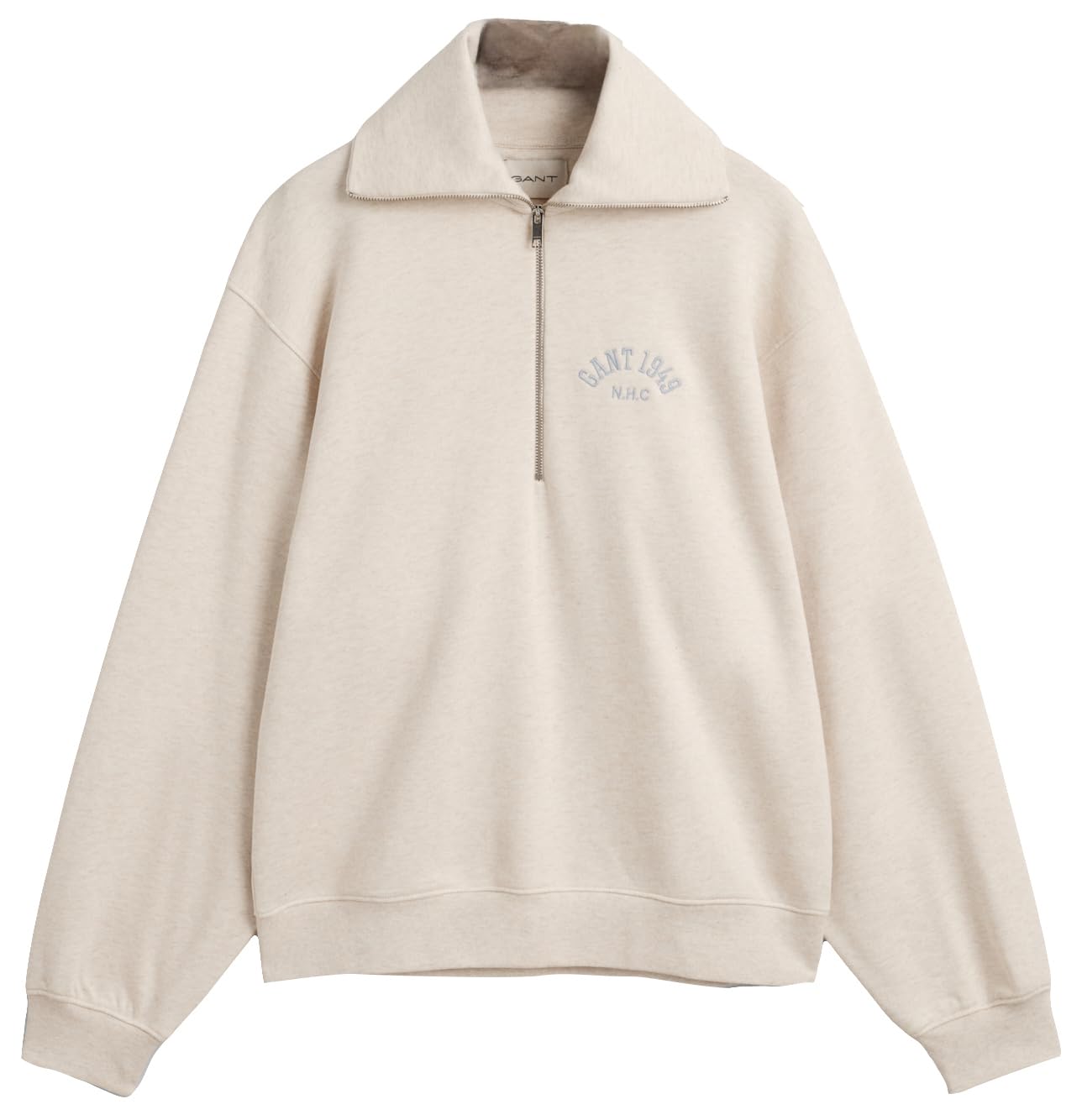 GANT Women's Arch Half Zip Sweat Sweater, Oat Melange, XL
