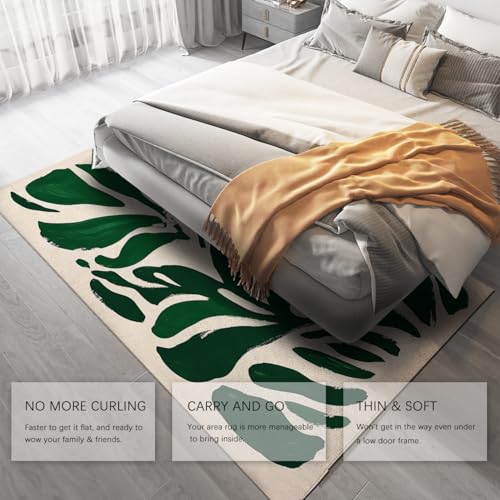 Grand tapis de sol abstrait vert 60x120cm à feuilles de style minimaliste - 5