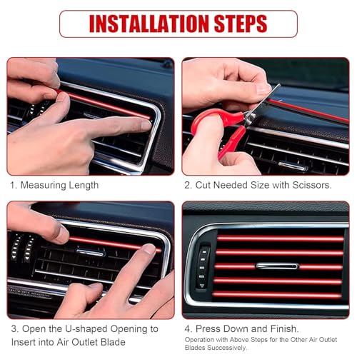 Image of Universal Car AC Vent Outlet Decoration Strip, Waterproof Bendable Air Vent Outlet Trim Decoration, Suitable for Most Air Vent Outlet