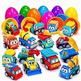 stargo 8 Pack Colorful Prefilled Easter Eggs Bulk with Toys - Mini Car Set Construction Engineering Vehicles Pull-Back Cars. Plastic Easter Eggs Filled, Basket Fillers, Party Favors, Boys Goodie Bags