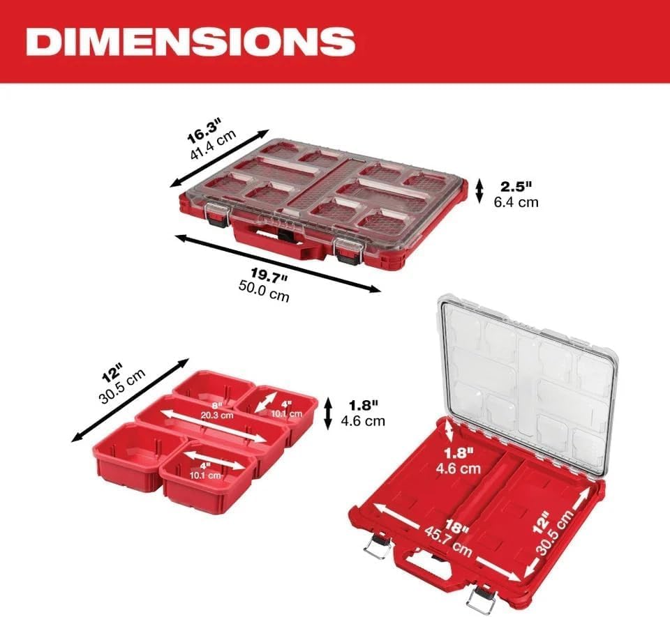 for Milwaukee Tool 48-22-8431 10 Compartments Packout Tool Case, 16-3/8 In W X