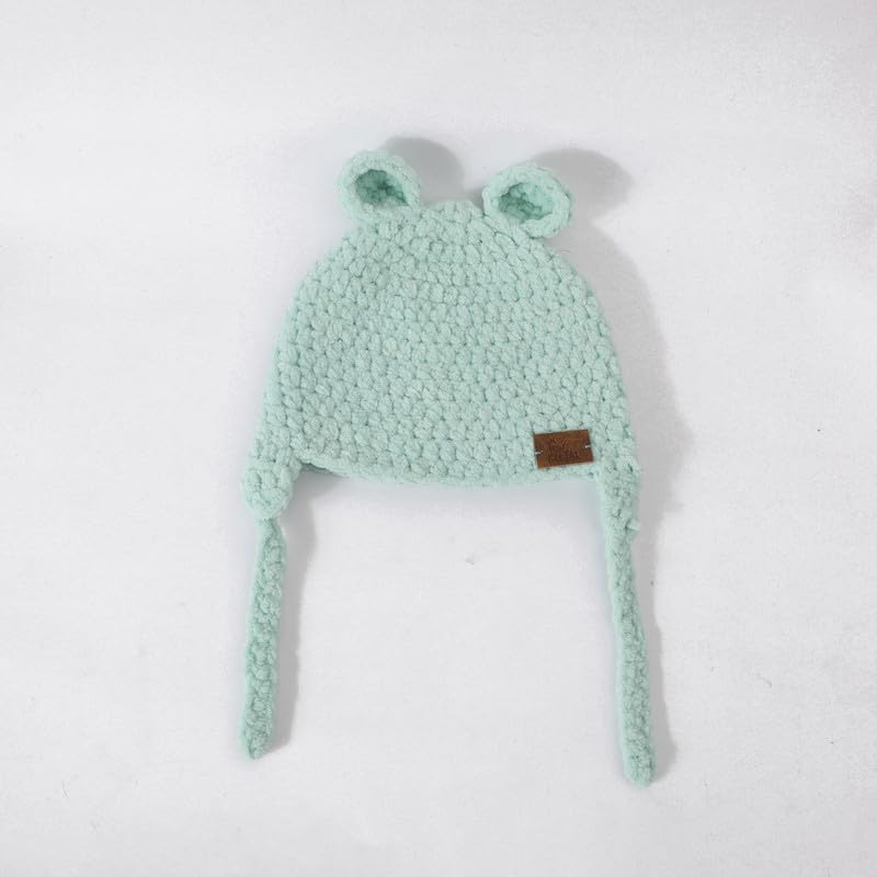 Image of Handmade Knitted Self Design Woolen Beanie Cap for Kids - White & Red 6-12 M | Winter Cap for Baby | FUNCAP56-6-12 M