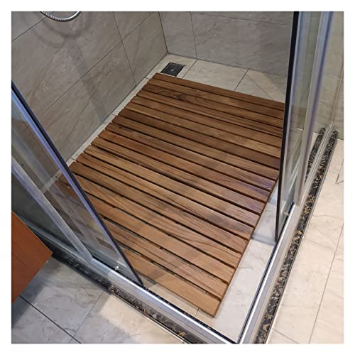 Badematten Badteppich Badezimmerteppich Anti-Rutsch-Holz-Duschmatte Für Ältere Kinder, Home Natürliche Teakholz Badematten/ Eingang Fußplattform, Quadratisch Rechteckig Stabile Bodenmatten, Wohnmobil Cover