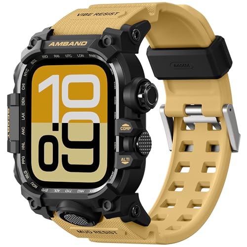 amBand Rugged Case with Band for Apple Watch 44mm, Compatible