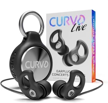 CURVD Live Stylish High-Fidelity Concert Earplugs for Live Events up to 14 dB Noise Reduction, 5 Tip Sizes & Carry Case Lanyard