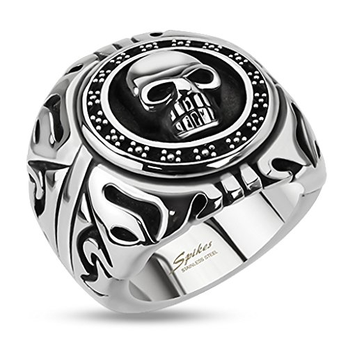 UrbanBijoux Bague CHEVALIERE Homme Acier Inoxydable Tete DE Mort Biker Gothique Tribal - 62 Cover