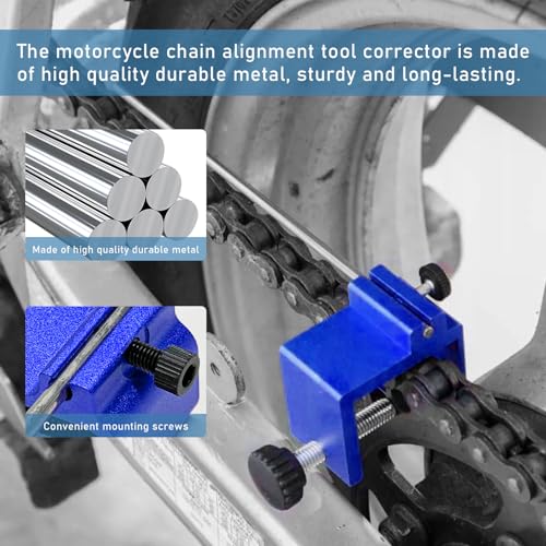 Image of KVAEY 2 PCS Chain Alignment Tool for Motorcycle, 08-0048 Aluminum Sprocket Chain Adjustment Tool, Quick & Accurate Professional Chain Alignment Tool Suitable for ATV Scooter Dirt Bike (Blue)