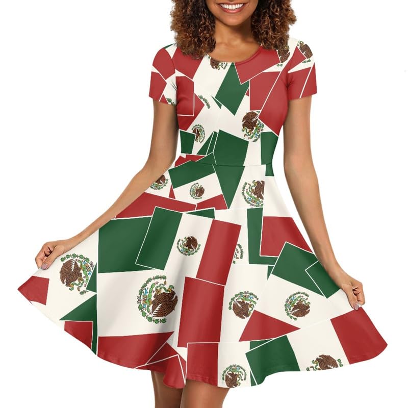 Image of Irisjudy T Shirt Dress for Women Short Sleeve Girls Short Sleeve Dress Plus Size, O Neck Knee Length Midi Dress for Ladies