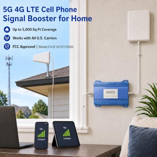 Image of Cell Phone Signal Booster for Home, 5G 4G LTE, Up to 5,000 Sq Ft