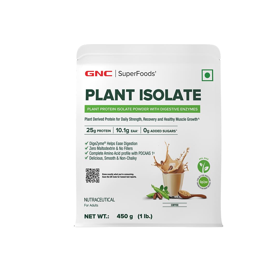 GNC Plant Protein Isolate Powder | 25g Protein Complete Amino Acid Profile with PDCAAS 1 Score | DigeZyme® For Faster Absorption | No Added Sugar | Delicious & Non-Chalky | Coffee (1lbs) — Amazon image 11