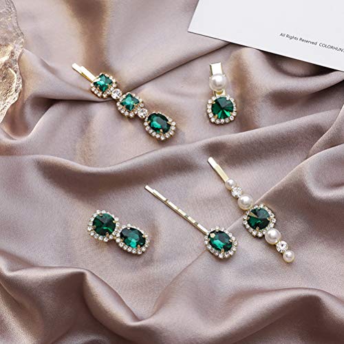 5 Pcs Pearl Hair Pins For Women Hair Accessories Green Hair Clips Hair Bling Pearl Bobby Pins Emerald Hair Barrettes For Hair Styling #TOP5