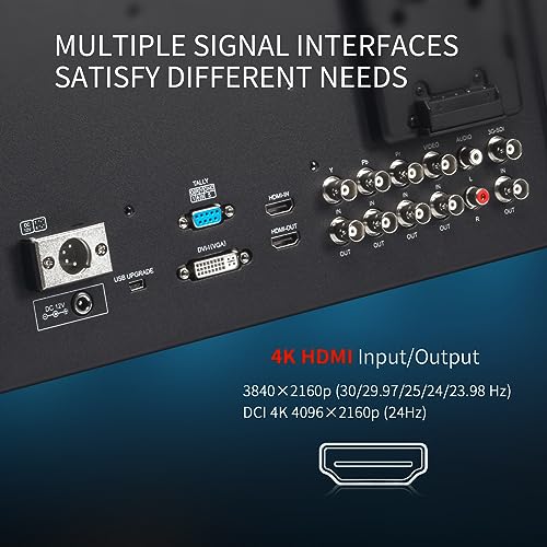 Image of P238-9HSD 23.8 inch Production Broadcast Director LCD Monitor with 3-Color Tally Light IPS Full HD 1920x1080 3G-SDI 4K HDMI Input Output