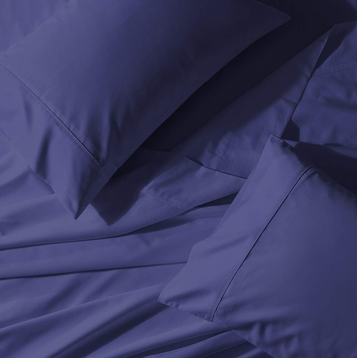 22 Inch Deep Pocket Solid Grey Queen 300TC Sheet Set, Breathable Crispy Soft Percale Bed Sheets