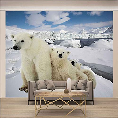 Papier peint panoramique ours blanc 3D fresque murale 350x256 cm - 3