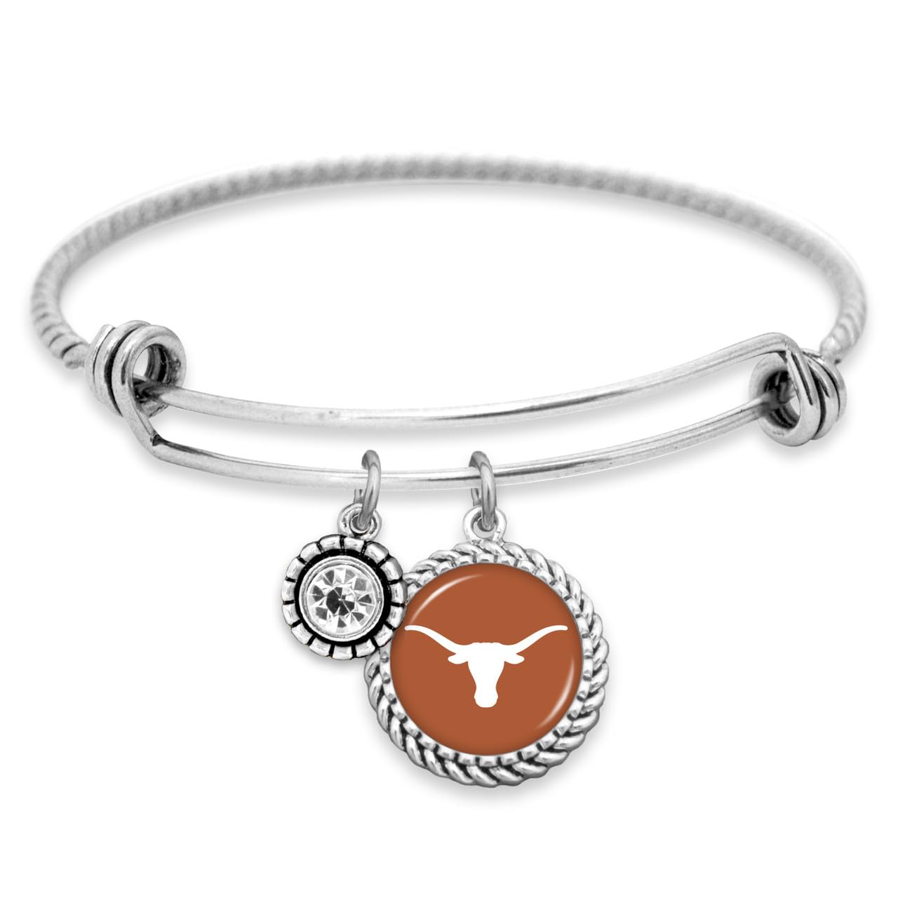 From the Heart Texas Longhorns Olivia Bracelet Silver Twisted Wire Jewelry Gift UT