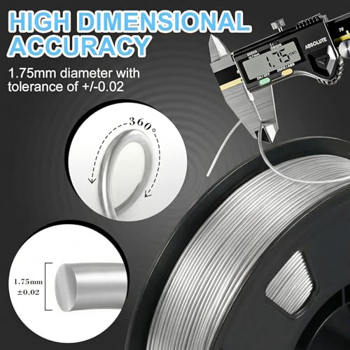 Image of LOVOON Silk PLA Filament 1.75mm Silver Grey 1KG, 3D Printer Filament Dimensional Accuracy + /- 0.02mm, 1kg Carboard Spool (2.2lbs) 3D Printing Filament Fits for Most FDM 3D Printers