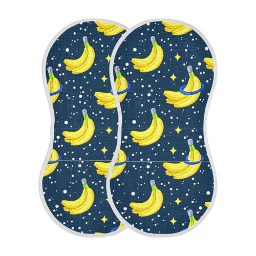 xigua Yellow Bananas Muslin Baby Burp Cloths Set of 2, Super Soft & Absorbent Burping Rags, Cotton Burp Clothes Shower Gift for Newborn, Baby Girls and Boys2