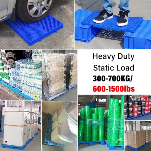 ZAQYCM Plastic Stackable Pallets Splicable Floor Platform, Industrial Plastic Pallets for Garage Warehouse Basement and Walkin Freezer Storage, Load 300-700KG(2 Pack,60x40cm/23.6x15.7 in)