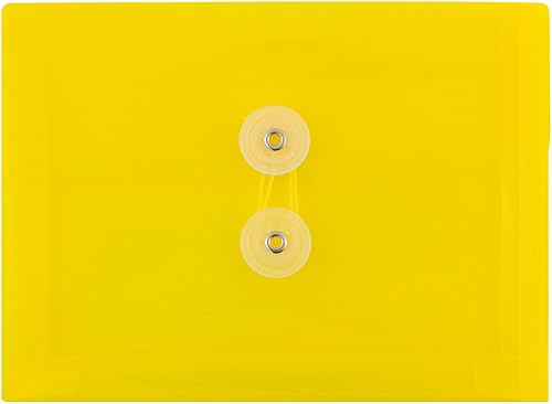 Vista 353 de Sobres de plástico con botón y cuerda, Variados Paquete de 6 colores surtidos