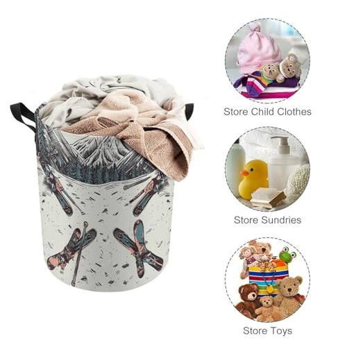 Panier à linge pliable poignées longues pour ranger le ski et les jouets
