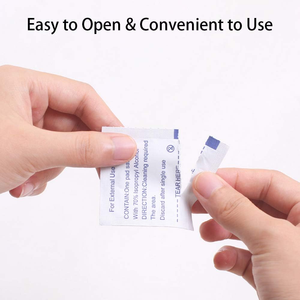 100 Counts Alcohol Formula Wipes Pads Disposable Alcohol Prep Wipes Individual Package Portable Nail Cleanser Cloth for Nail Art Cell Phone Dinnerware