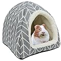 Tierecare Guinea Pig Hideout Hamster Bed Rabbit House Cave Accessories Cozy Hide-Out for Bunny Hedgehog Ferret Chinchilla&Other Small Animals (Grey)