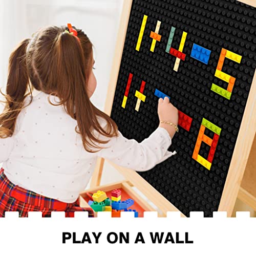 Image of 8 Pack Peel-and-Stick Building Baseplates, 10 inchx10 inch Classic Building Boards - 100% Compatible with All Major Brands of Toy Building Sets, Sturdy Stacking Play Table Top, Black