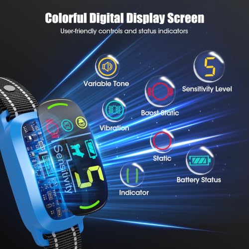 Image of Smart AI Bark Collar for Large Medium Small Dogs, Anti Barking Device with 5 Training Modes, Exclusive Forced Bark-Stopping, Rechargeable IP67 Waterproof Bark Collar with 5 Sensitivity (Blue)
