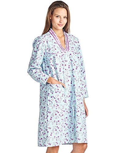 Casual Nights Women's Cotton Flannel 3/4 Sleeve Lounger House Dress
